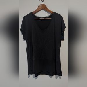 Bar III Black V-Neck Short Sleeve Top